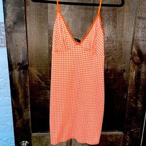 Gingham dress with ribbon accents. Worn once!!